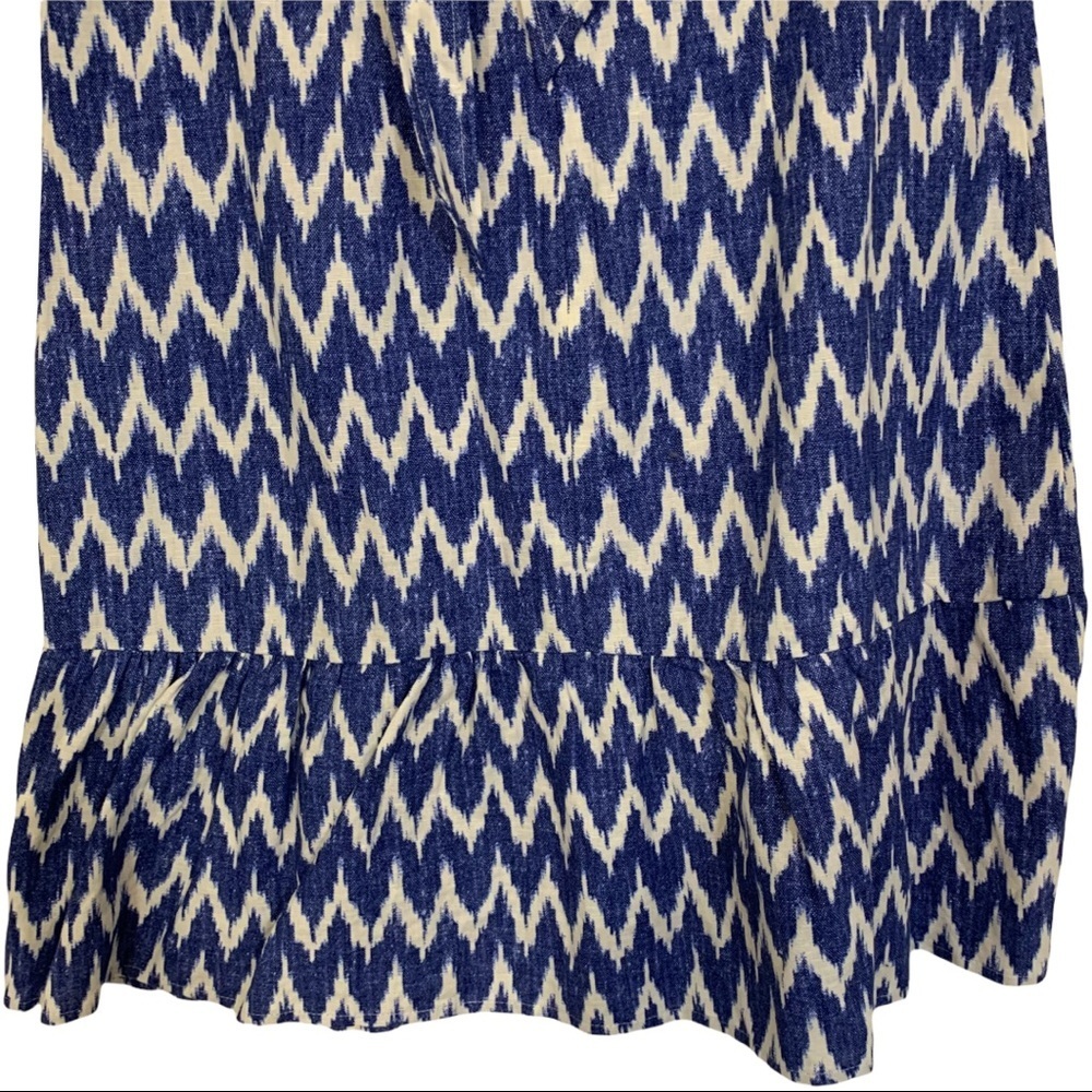 J Crew Factory Dress Back Bow Sleeveless Blue White Chevron XS - Picture 9 of 13